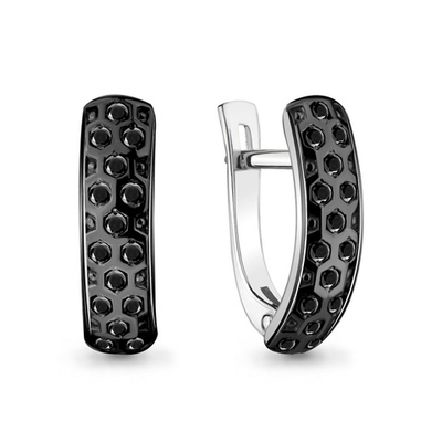 942562Ч Серьги из Золота с бриллиантами из коллекции "Монохром"