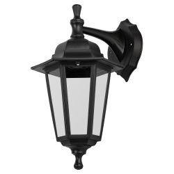 Садово-парковый светильник ЭРА НБУ 06-60-001 черный 6 гранный настенный IP44 Е27 max60Вт