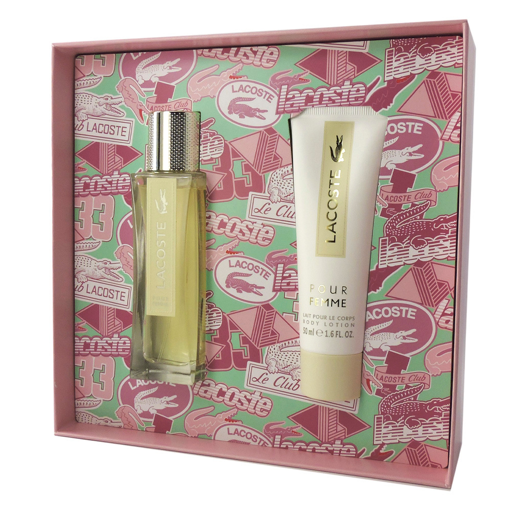 Lacoste Pour Femme w set(edp 50+b/l 100) — парфюмерный подарочный набор для женщин.