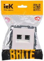 BRITE Розетка компьютерная двойная кат.5E RJ45 РК10-2-БрЖ жемчуг IEK