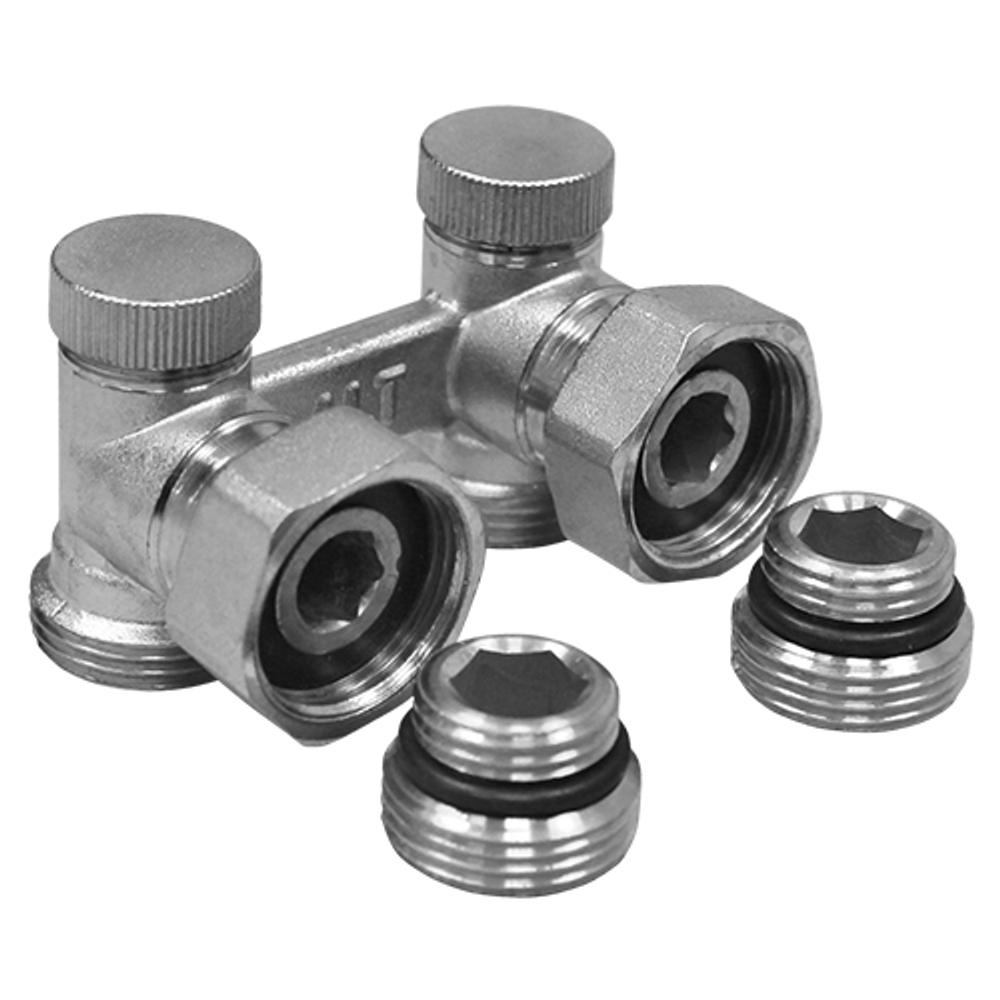 Двойной узел нижнего подключения угловой Altstream ALT-T 1/2*х3/4* (для двухтрубной системы)