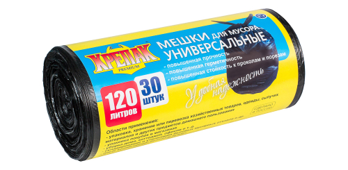 Мешки для мусора универсальные в рулоне Крепак 120 литров - 30 штук