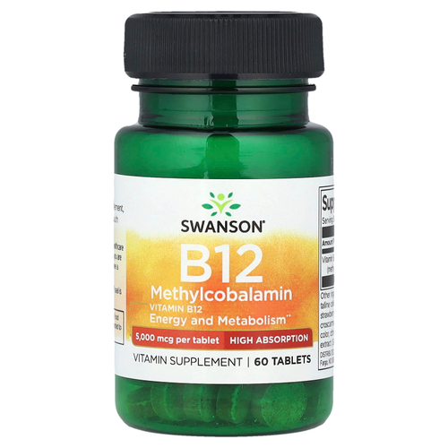 Swanson Vitamins, витамин B12, метилкобаламин, 5000 мкг, 60 таблеток