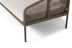 "Канны" диван модульный плетеный из роупа, каркас алюминий коричневый (RAL8016) муар, роуп коричневый круглый, ткань бежевая 15052