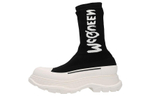 Alexander McQueen Alexander McQueen Tread Slick Fabric Graffiti Knitted Short Boots Women's Black and White