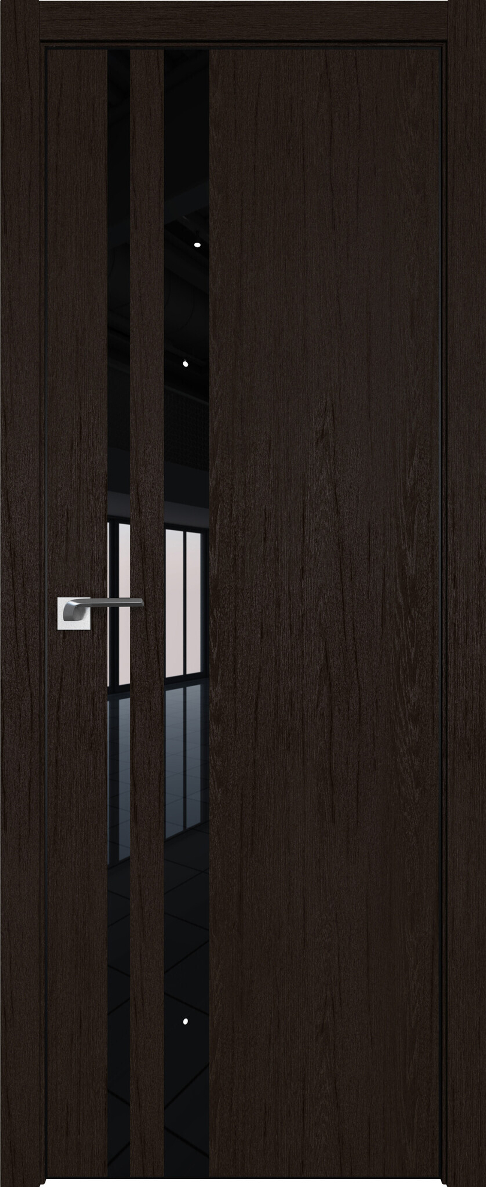 [ТОВАРА НЕТ В НАЛИЧИИ] Дверь межкомнатная Профиль Дорс 16 ZN (кромка ABS), цвет дарк браун, экошпон, стекло черный лак