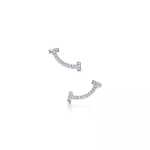 Серьги из белого золота и бриллиантов💎Tiffany, T - smile, В наличии