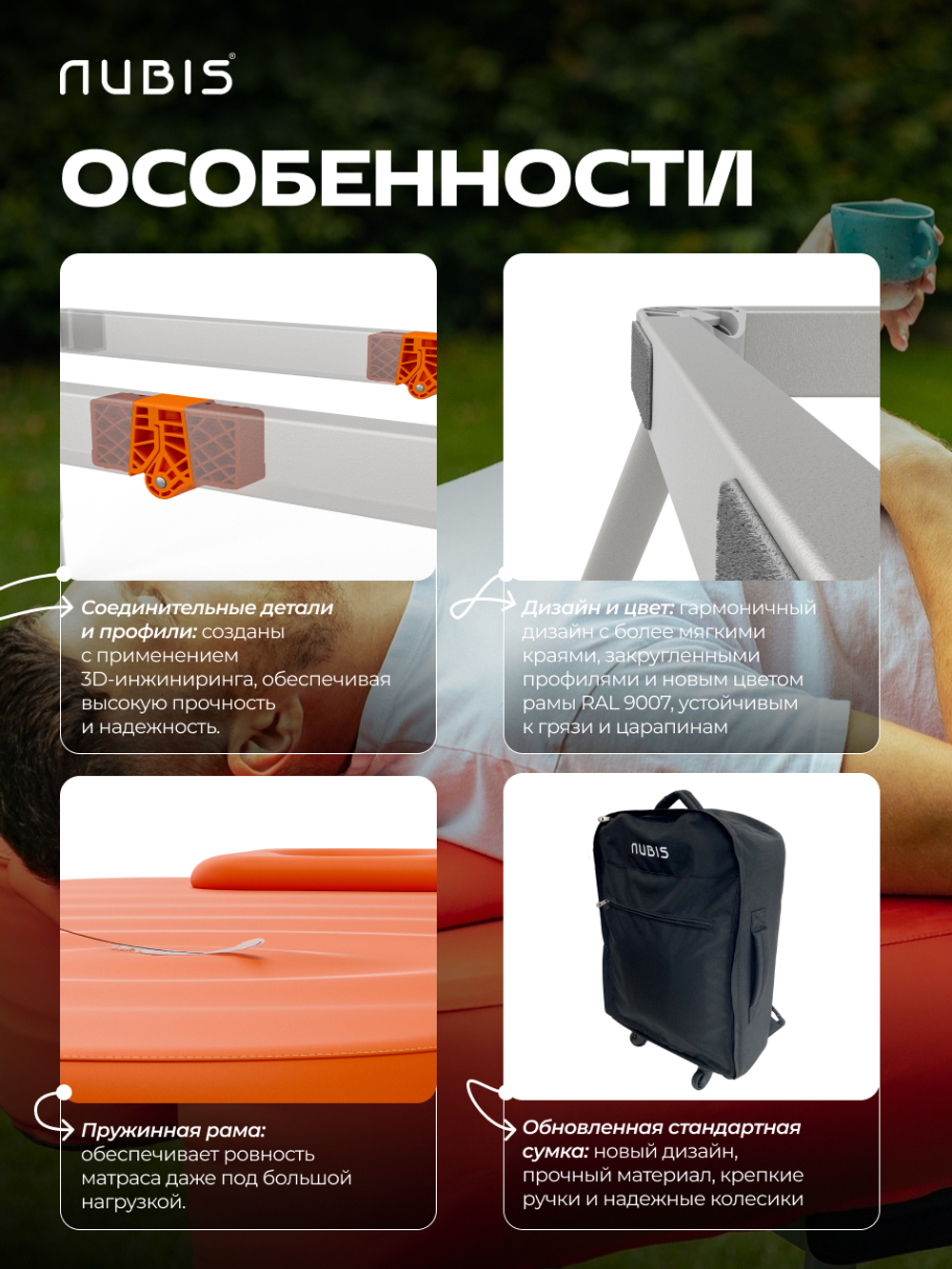 Комплект: переносной массажный стол NUBIS PRO OSTEO с электрическим насосом дополнительным усиленным каркасом