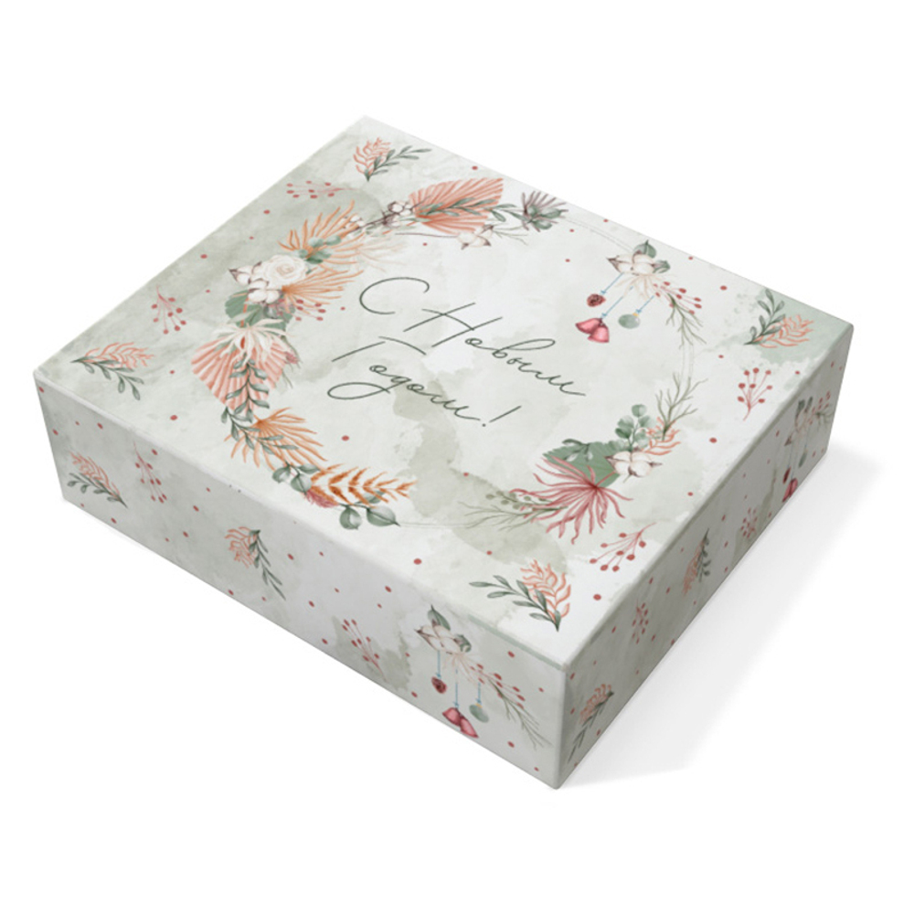 Коробка складная подарочная "С Новым Годом. Цветы " 20*17*6 см
