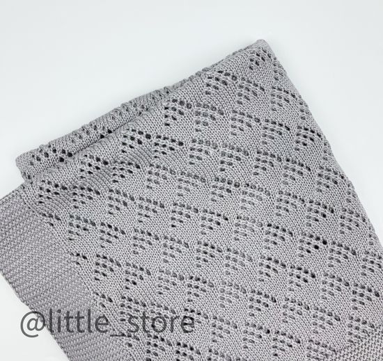 Плед вязаный Ажурный, Темно-серый