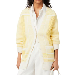 Женская Кофта теннисная Lacoste Tennis Court Jacquard Long - white/yellow