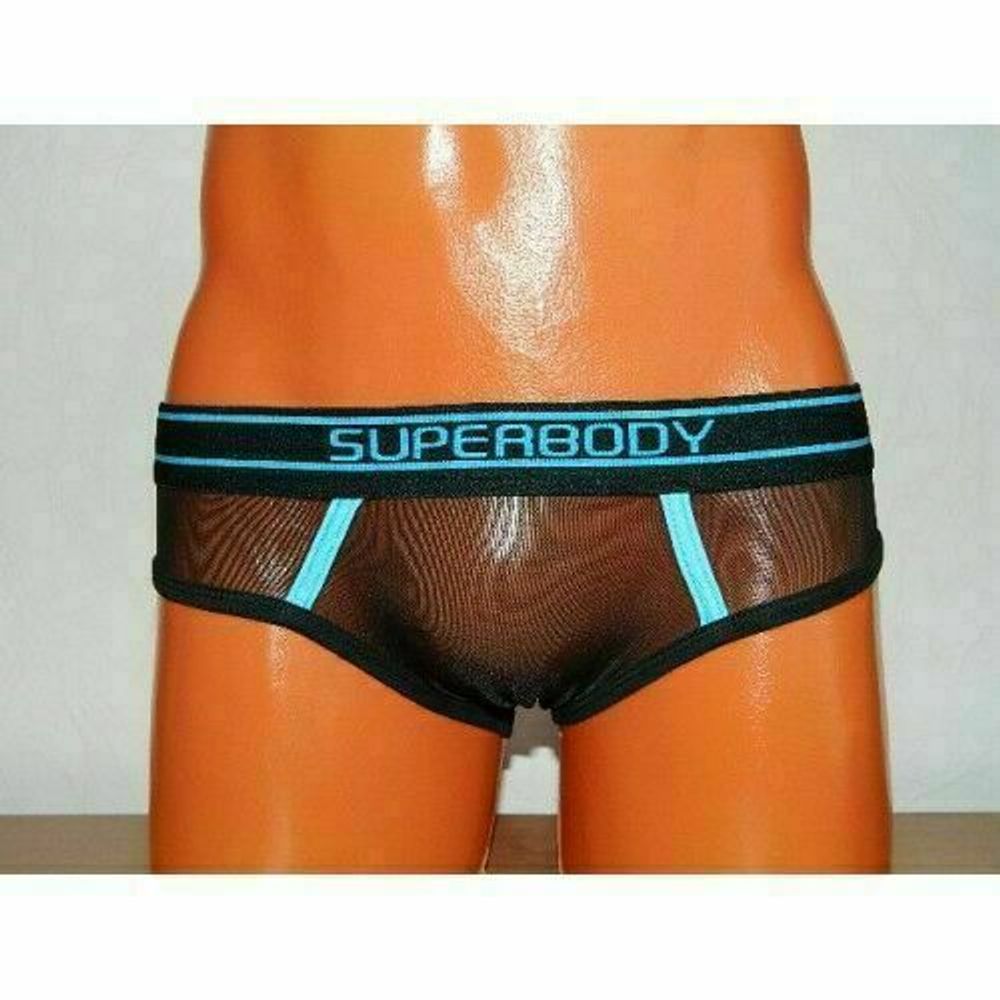 Мужские трусы брифы черные в сетку Superbody Black Transparent