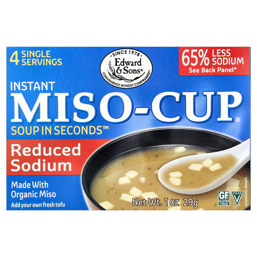 Edward & Sons, Instant Miso-Cup®, восстановленный натрий, 4 пакетика, 29 г (1 унция)