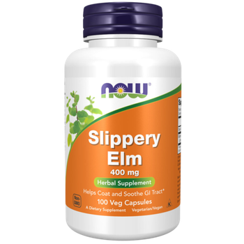 Now Foods Slippery Elm 400 mg 100 veg capsules, Экстракта коры скользкого вяза, Красный вяз