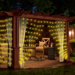 Светодиодная новогодняя гирлянда ЭРА ENOZ-2B Занавес уличная 2 м*2 м желтая 96 LED