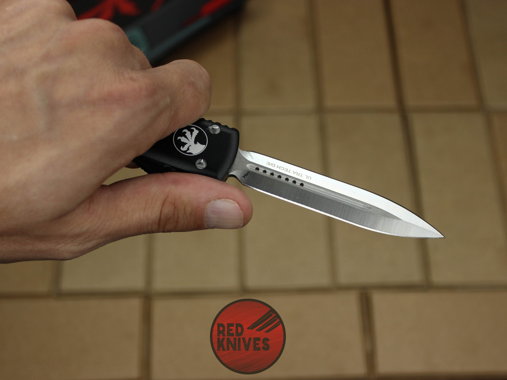 Нож Microtech Ultratech D/E - черная рукоять, кинжальный клинок сатин + запчасти RK-388