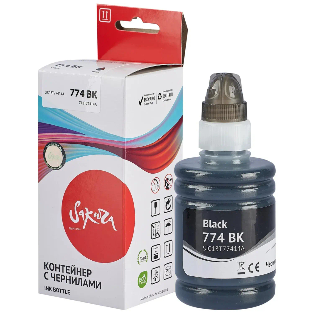 Чернила Sakura C13T77414A (774 BK) пиг.чер.140мл. для Epson M100/M200/L605
