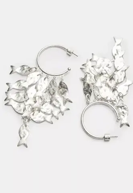 STRADIVARIUS Серьги-каскады в виде рыбок, серый