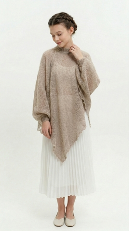 Пончо пуховое Т005-08 бежевое