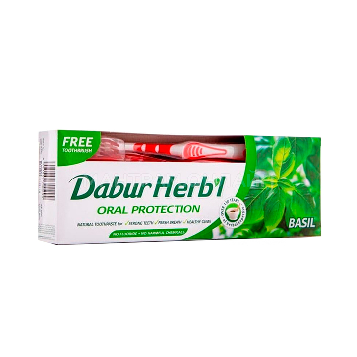 Зубная паста Dabur Herb'l Basil Базилик + зубная щетка 150 г