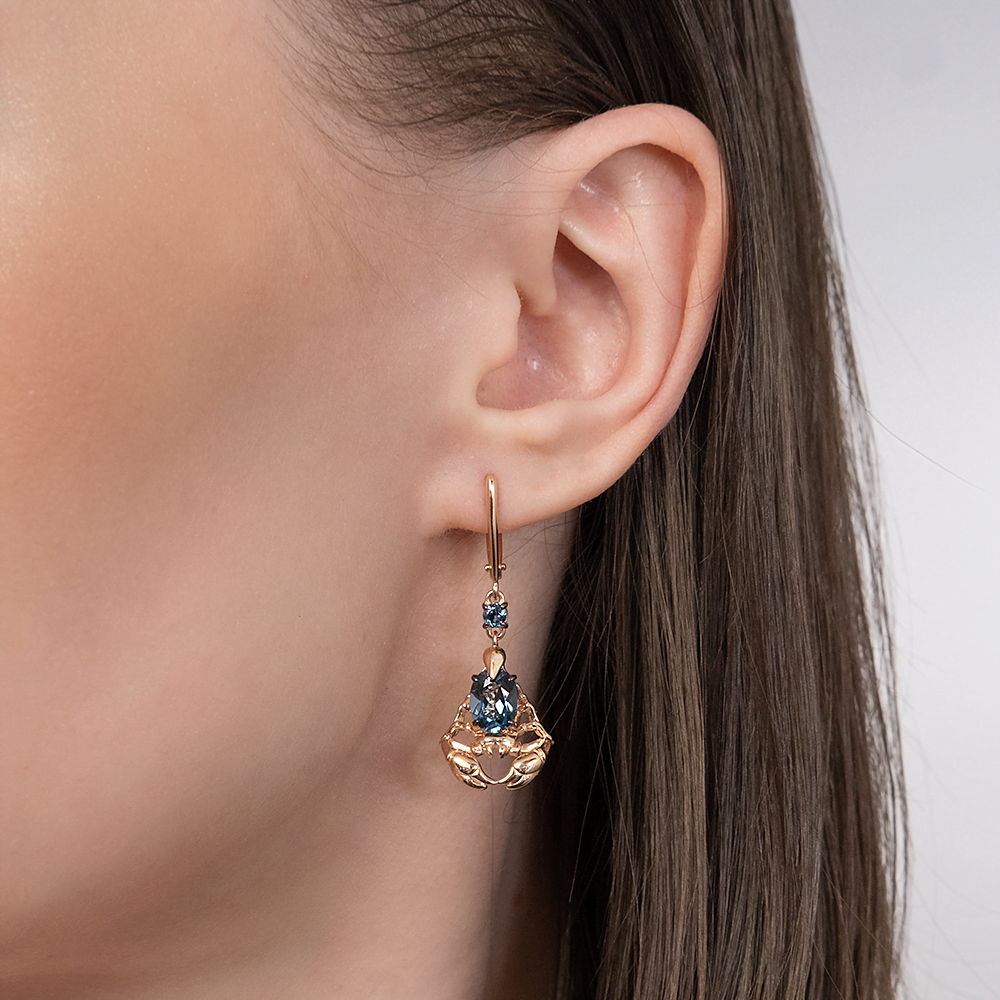 Серьги «Скорпионы» из красного золота с топазами