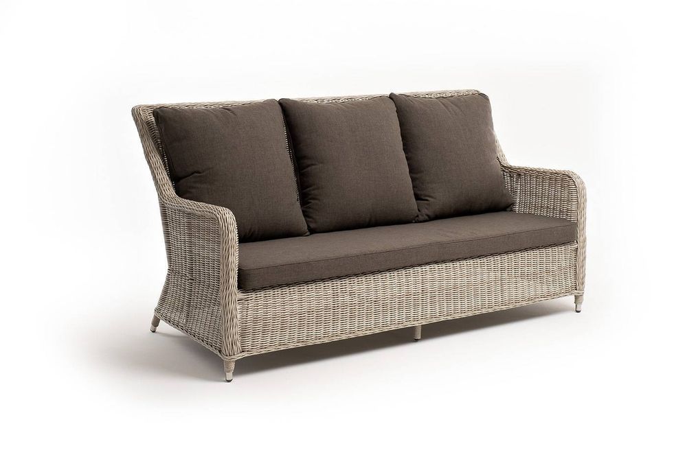 "Гляссе" диван трехместный из искусственного ротанга, цвет бежевый