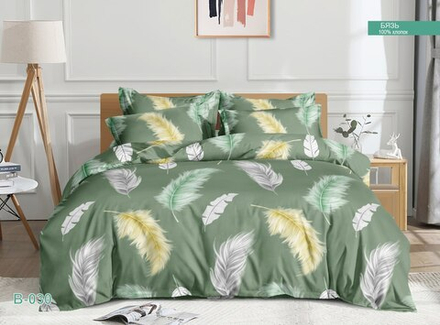 Комплект постельного белья Евро БЯЗЬ "B030 ЕМ" (нав. 50х70 или 70х70)