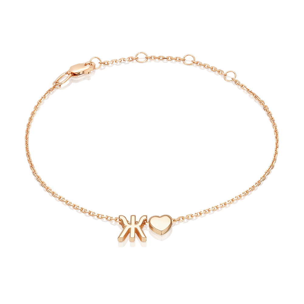 Браслет «Буква Ж» из красного золота