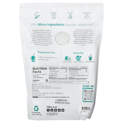 Micro Ingredients, Аллулоза, подсластитель, 1361 г (3 фунта)