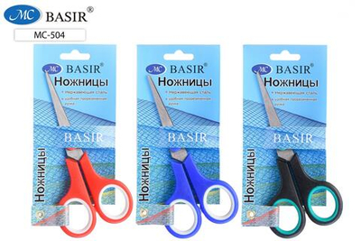 Ножницы, пластиковые ручки, резиновые вставки, 14cm (Basir)