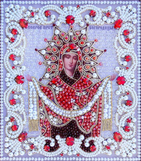 ЖС-10-СК Набор для вышивания хрустальными камнями Покров Прсв Богородицы (красный)