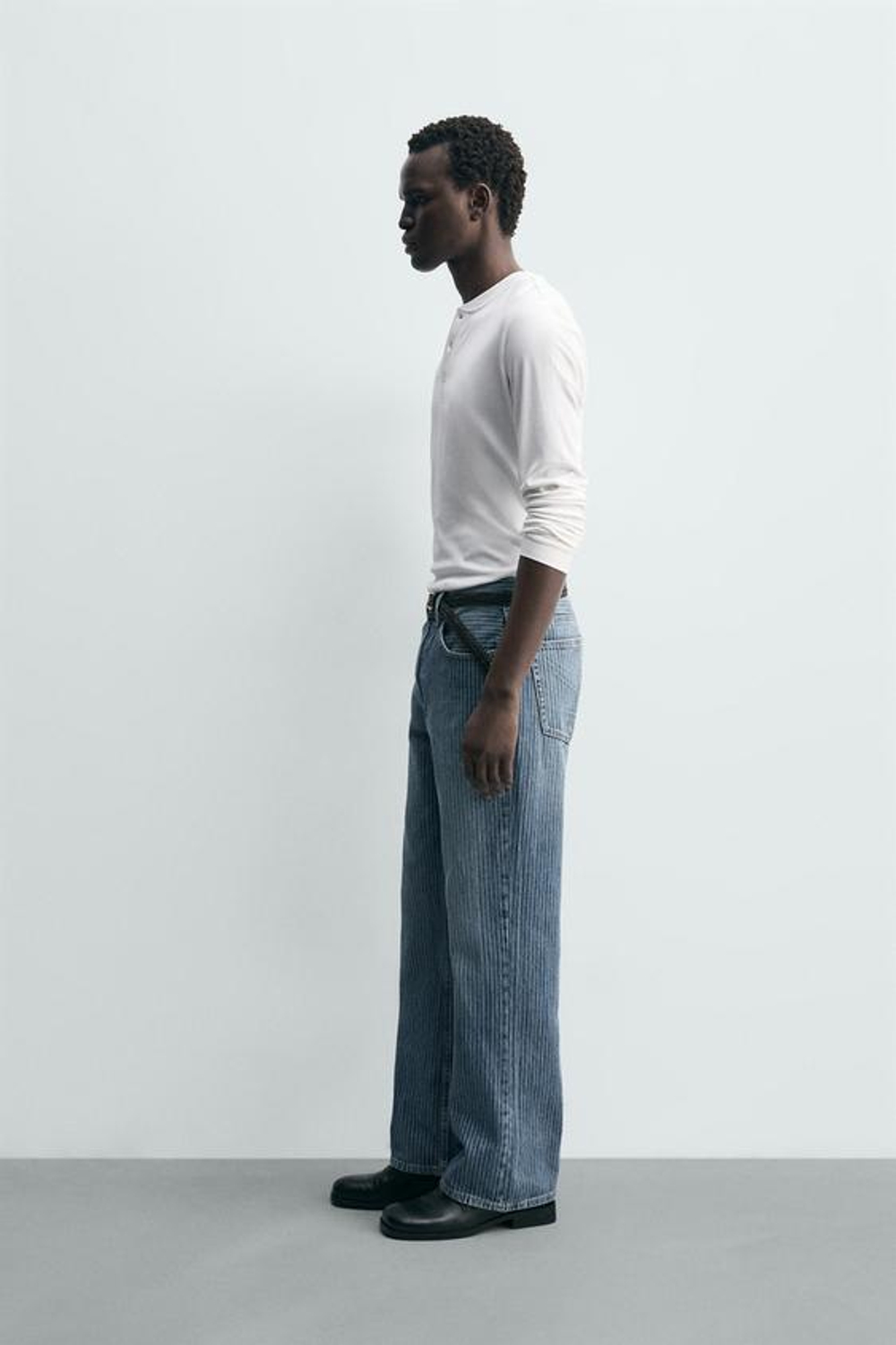ZARA ДЖИНСЫ STRAIGHT FIT BOOTCUT ФАКТУРНЫЕ, ГОЛУБОЙ