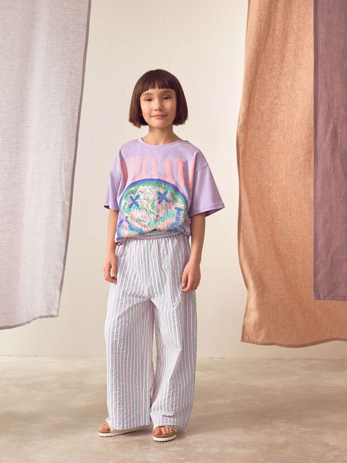 Брюки широкие для девочки Next AB1-530, Розовый, Зеленый