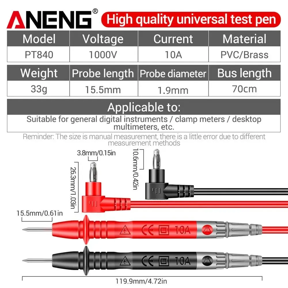 ANENG Провод измерительный 73 см 1000 В 10 А