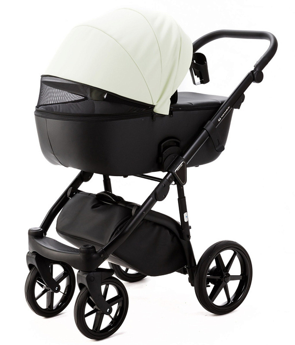 Детская коляска Adamex Nola Deluxe 2 в 1 N-SD104 (КРЕМОВАЯ КОЖА + ЧЕРН.КОЖА)