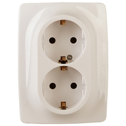 Розетка ЭРА Серия 12 12-2106-02 двойная с заземлением 2X2P+E Schuko 16A-250В IP20 слоновая кость