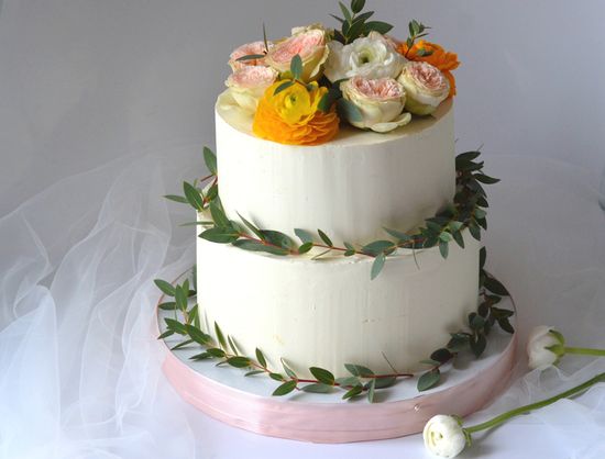 Торт с цветами на свадьбу №1020