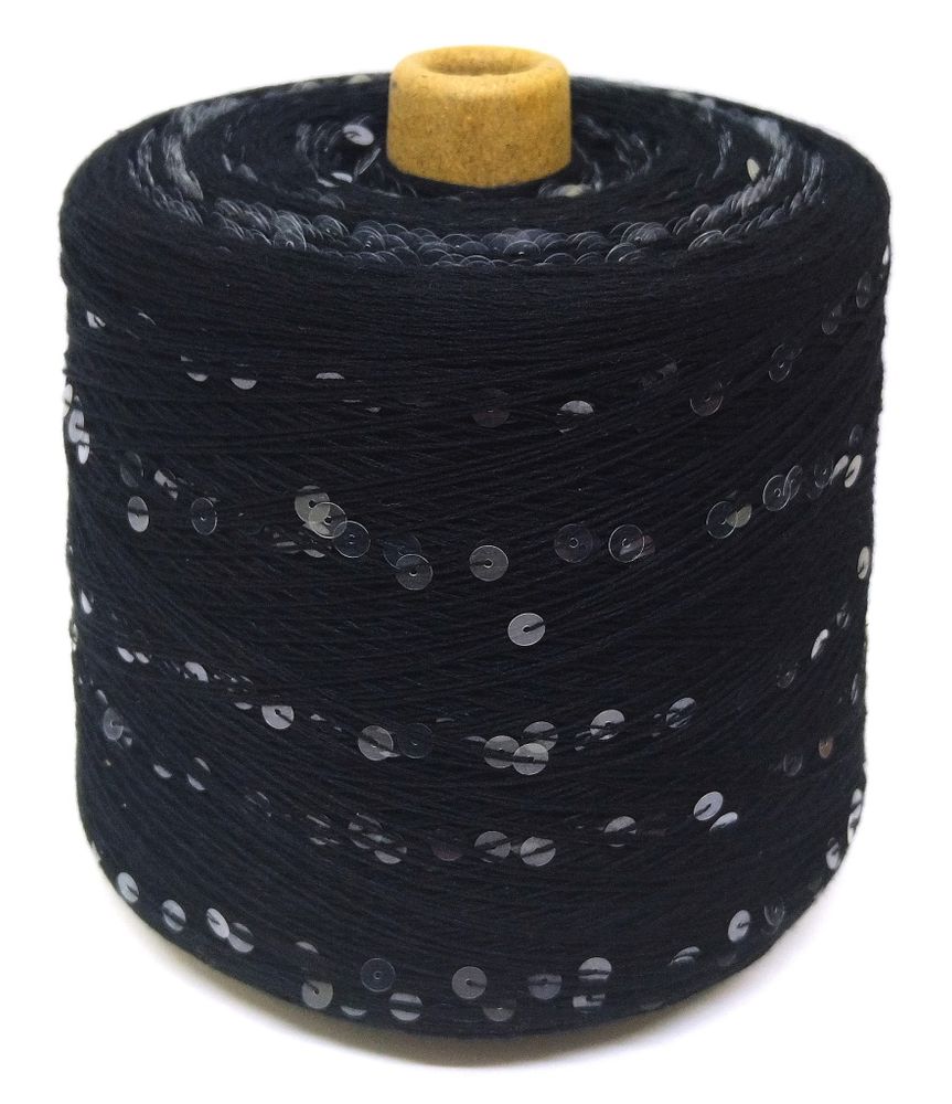 Пряжа Gelato (90% хлопок, 10% пайетки) 830м/100гр  (8/черный)