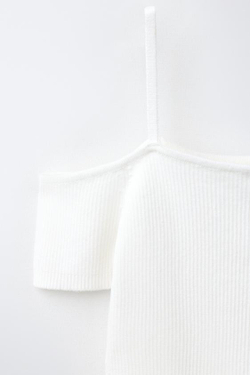 ZARA ТОП В РУБЧИК, ЖЕЛТОВАТО-БЕЛЫЙ