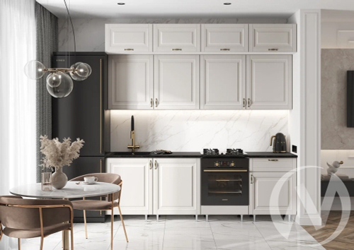 Кухня Престиж 2;4м (белый/браш лайт грей/кастилло темный)