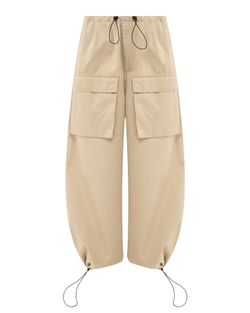 MM6 MAISON MARGIELA БРЮКИ ЖЕНСКИЕ ИЗ ГАБАРДИНА С НАКЛАДНЫМИ КАРМАНАМИ БЕЖЕВЫЕ