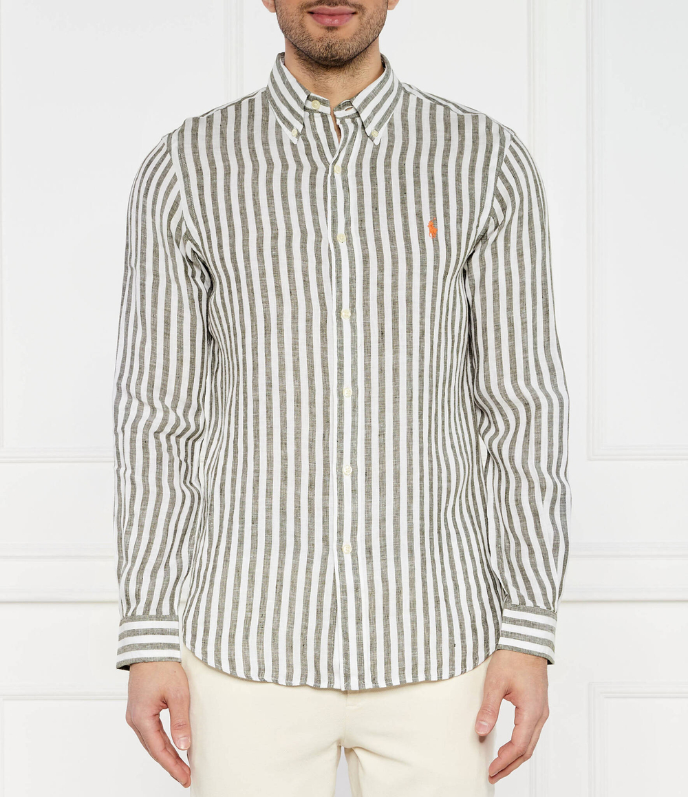 Льняная рубашка POLO RALPH LAUREN - оливковый(710837274)
