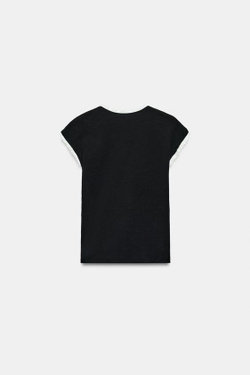 ZARA ТОП С ОКАНТОВКОЙ И ПУГОВИЦАМИ, ЧЕРНЫЙ