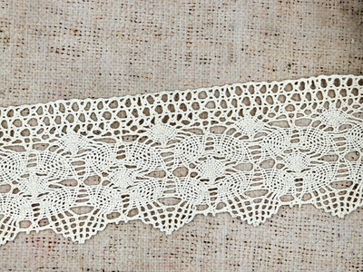 Кружево хлопковое/Тесьма вязаная ш. 9 см, 95.01.190, сливочный