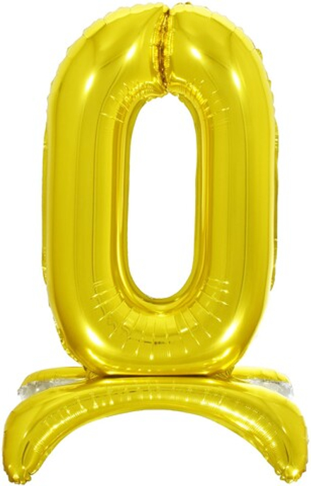 Шар (32''/81 см) Цифра, 0 на подставке, Золото
