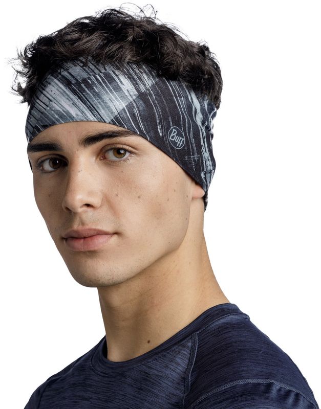 Широкая спортивная повязка на голову Buff Headband Wide CoolNet Stal Grey Фото 3