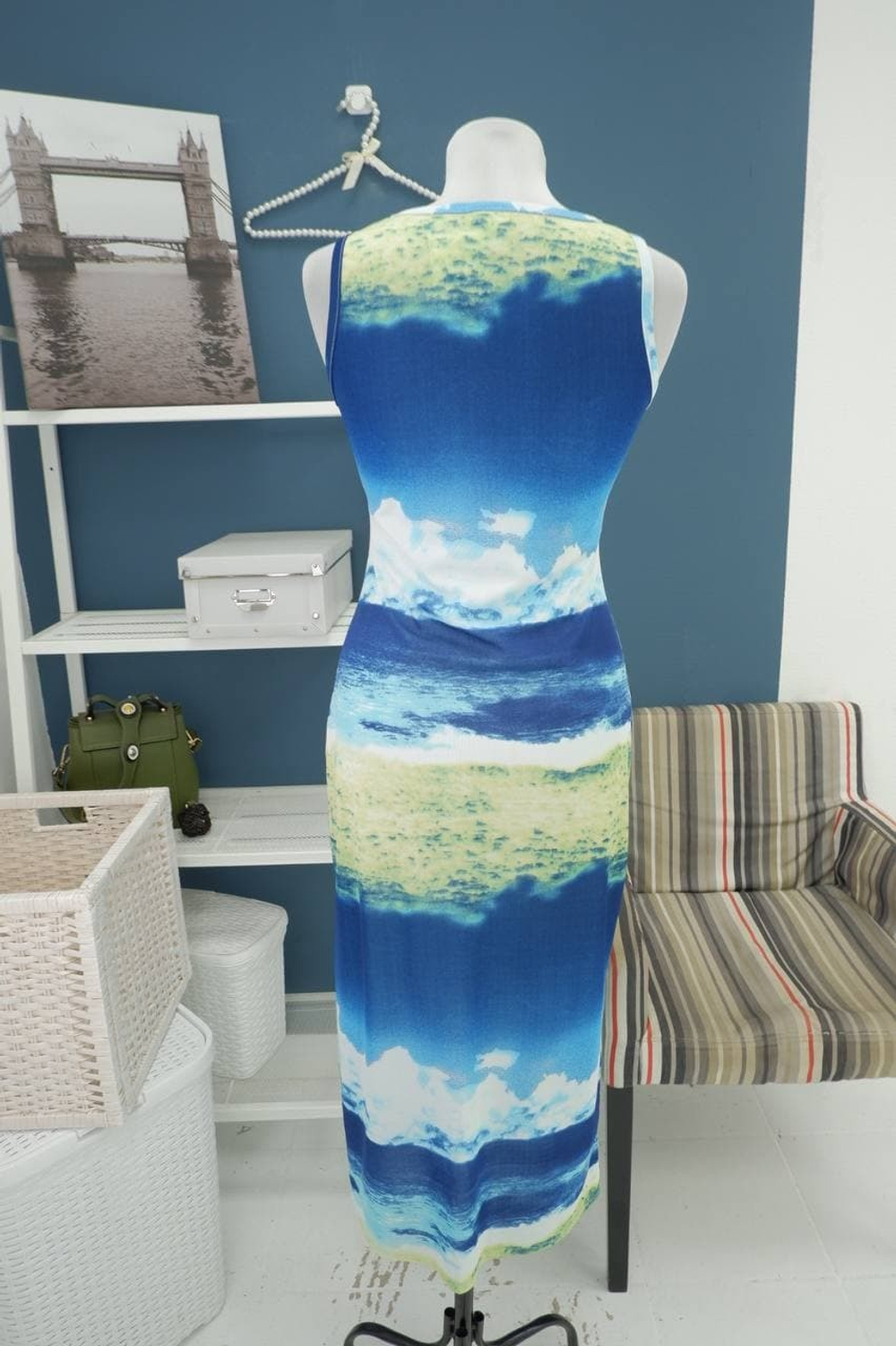 Платье акварельное макси 42 размер