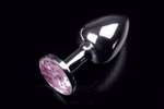 Малая серебряная пробка с нежно-розовым кристаллом, 7 см (Цвет: серебряный с нежно- розовым)