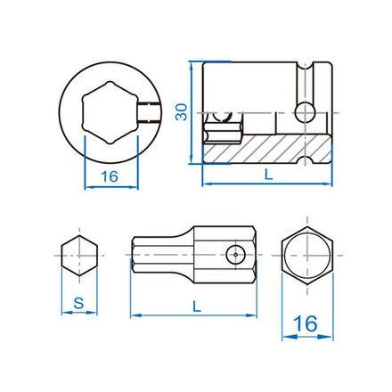 Цена на KING TONY (409616M) Держатель вставок (бит) ударный 1/2"&gt;16 мм, с винтовым фиксатором