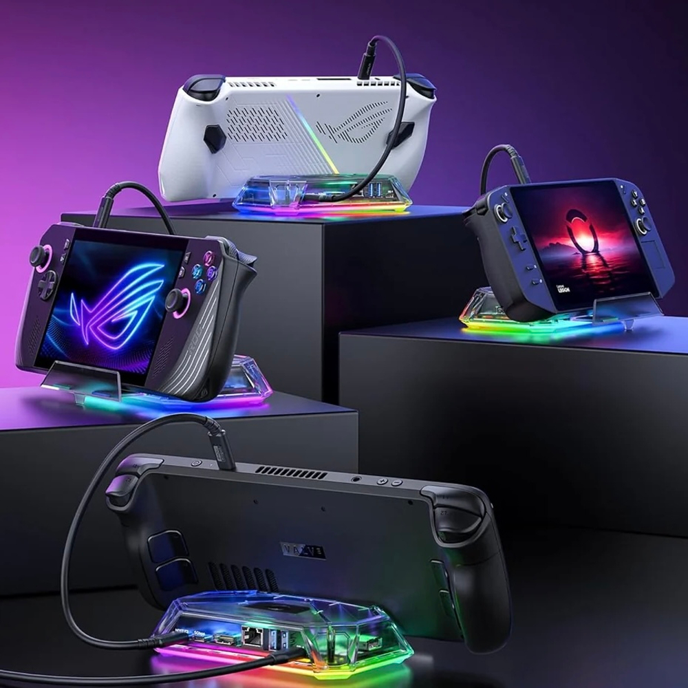Док-станция 8-в-1 прозрачная с RGB-подсветкой JSAUX HB0801S